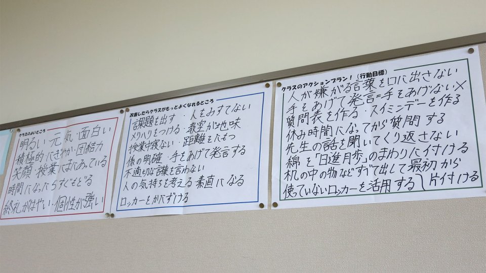 中学1年3組の掲示物