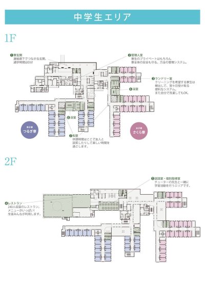 フロアガイド 1-2F 中学生エリア